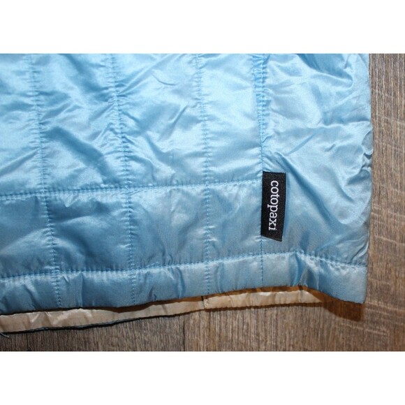 NWOT Cotopaxi KUSA Reversible 800 Down Hooded Jacket Men M Women L BLUE TAN - Picture 2 of 7